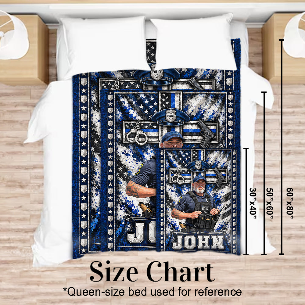 Faith & Honor Police Cross - Personalized Police Officer Blanket