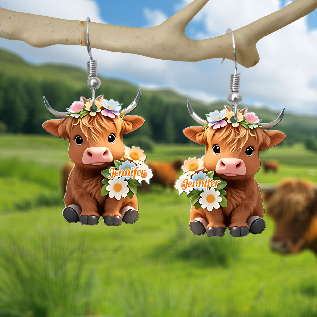 Just A Girl Who Loves Highland Cows - Personalized Highland Cow Earrings