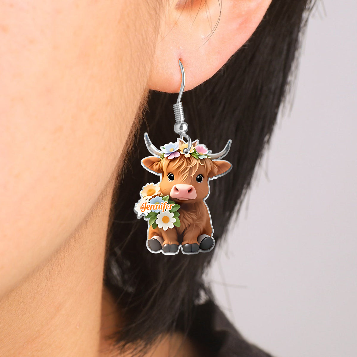 Just A Girl Who Loves Highland Cows - Personalized Highland Cow Earrings