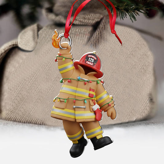 Holiday Firefighter Hero - Personalized Firefighter Transparent Ornament