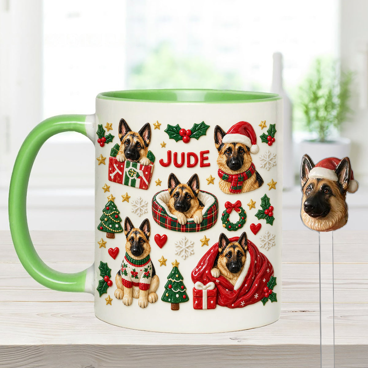 Christmas Time - Personalized Dog Set Accent Mug with Acrylic Stirrers