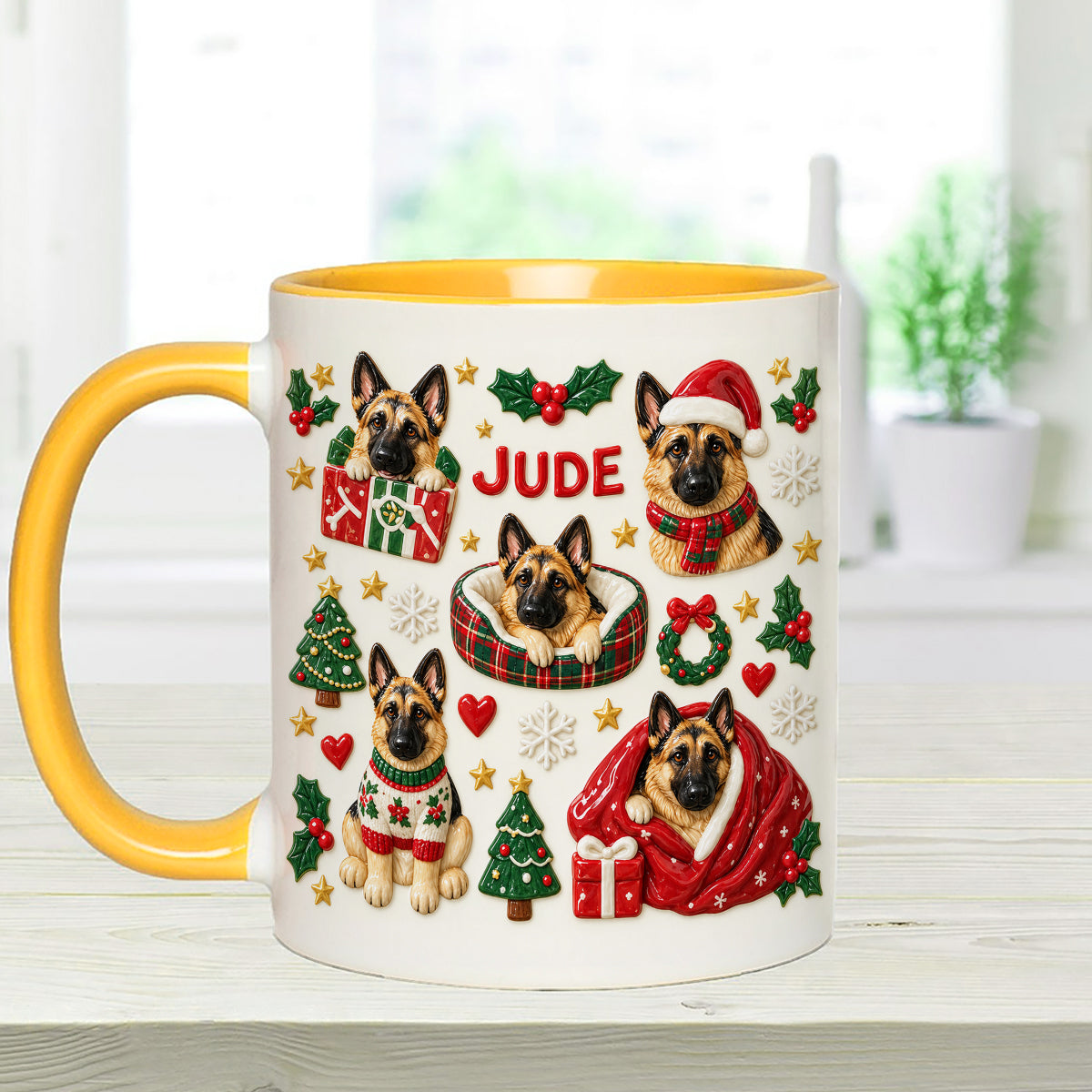 Christmas Time - Personalized Dog Set Accent Mug with Acrylic Stirrers