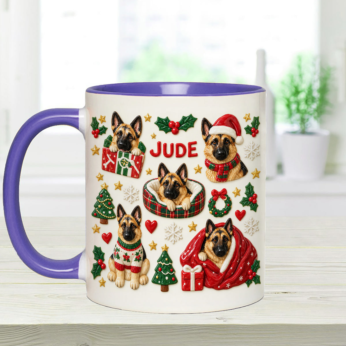 Christmas Time - Personalized Dog Set Accent Mug with Acrylic Stirrers