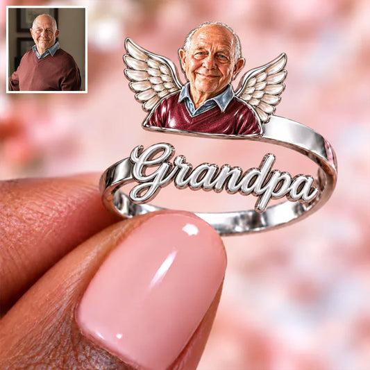 In Loving Memory - Personalized Memorial Adjustable Shaped Ring