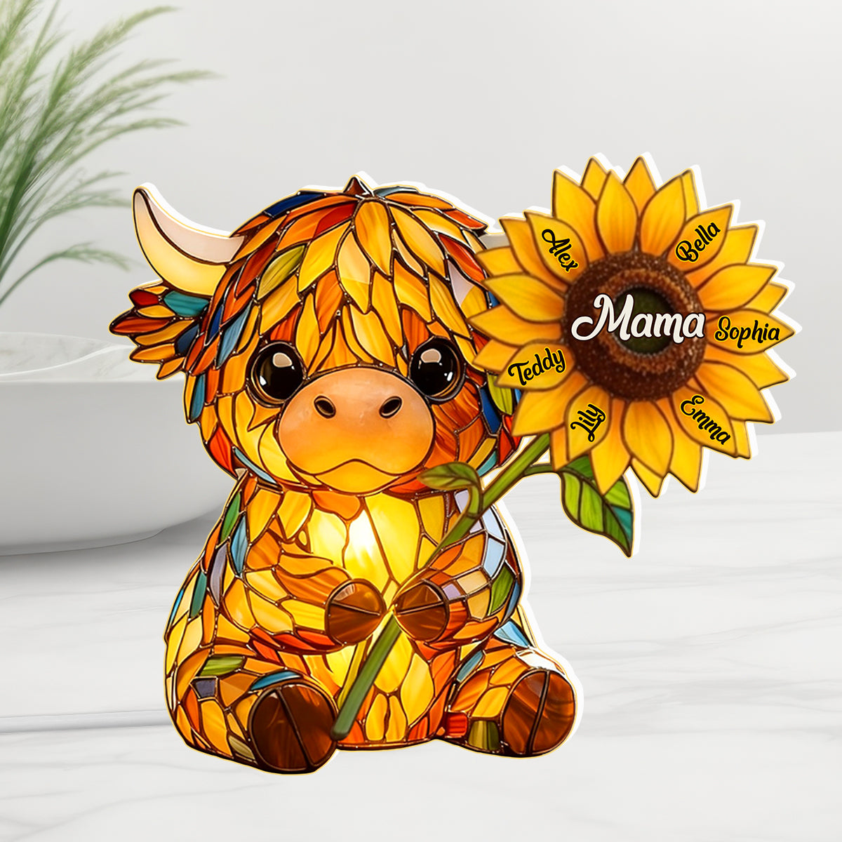 Mama Highland Cow - Personalized Highland Cow Acrylic LED Night Light