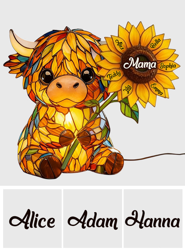 Mama Highland Cow - Personalized Highland Cow Acrylic LED Night Light
