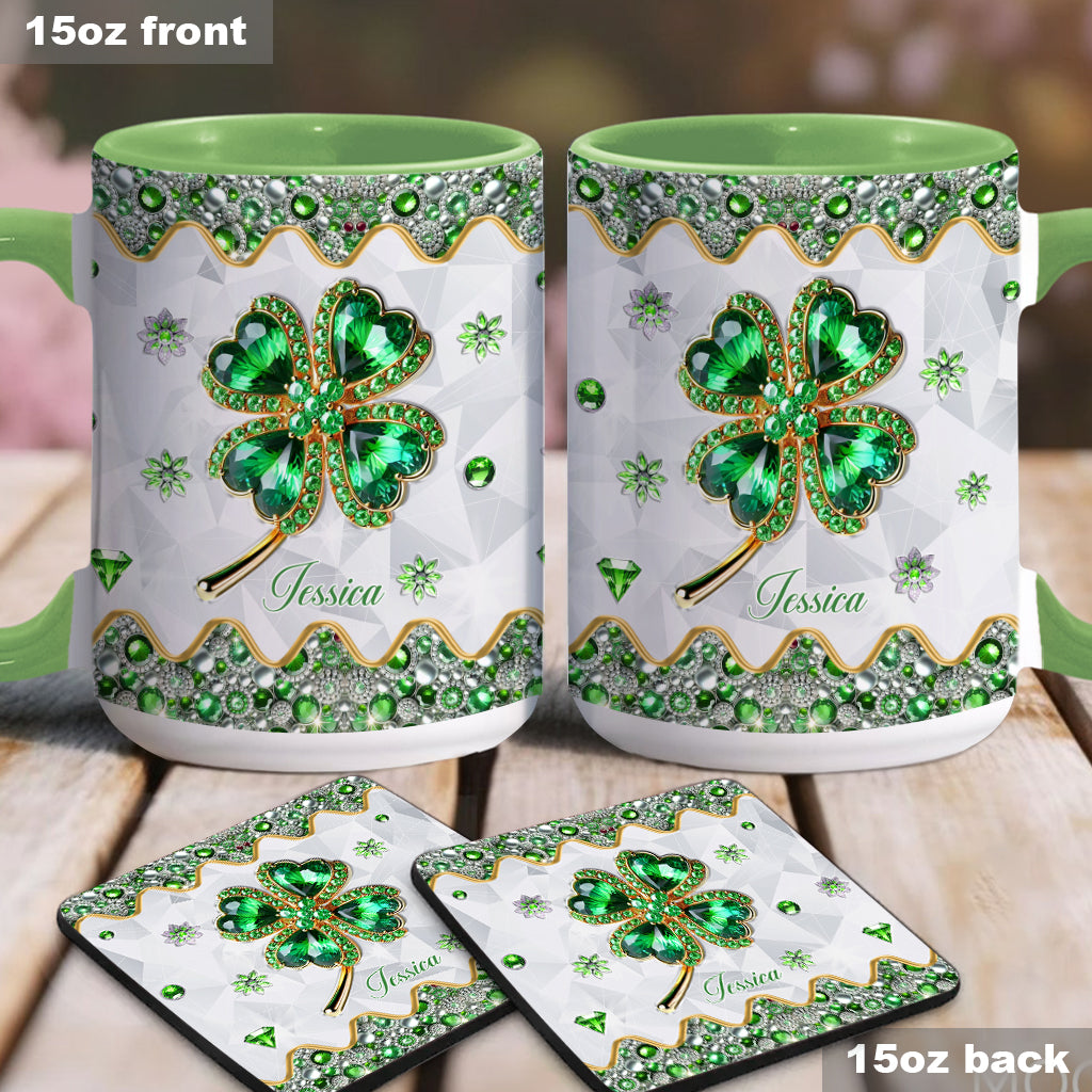 Lucky Four-Leaf Clover - Personalized Saint Patrick's Day Accent Mug