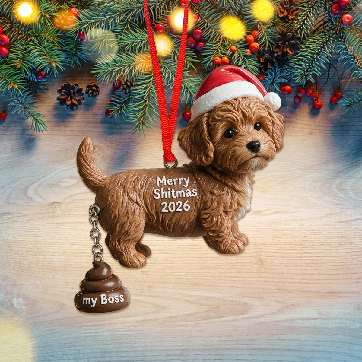 Merry Shitmas - Personalized Dog Ornament With Charm