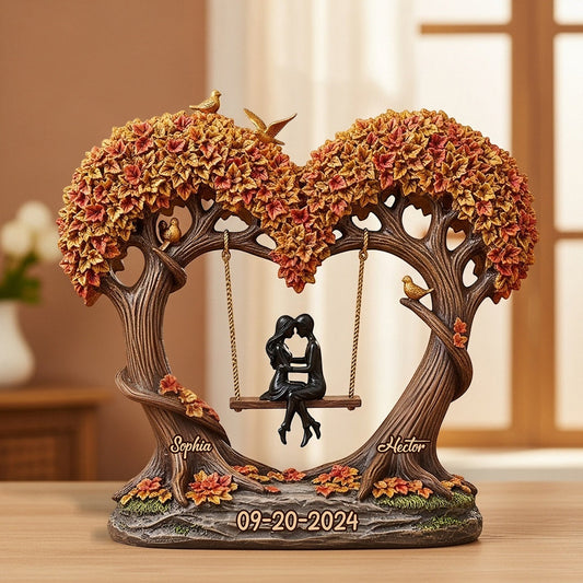 Romantic Love Tree - Personalized Couple Custom Shaped Acrylic Plaque