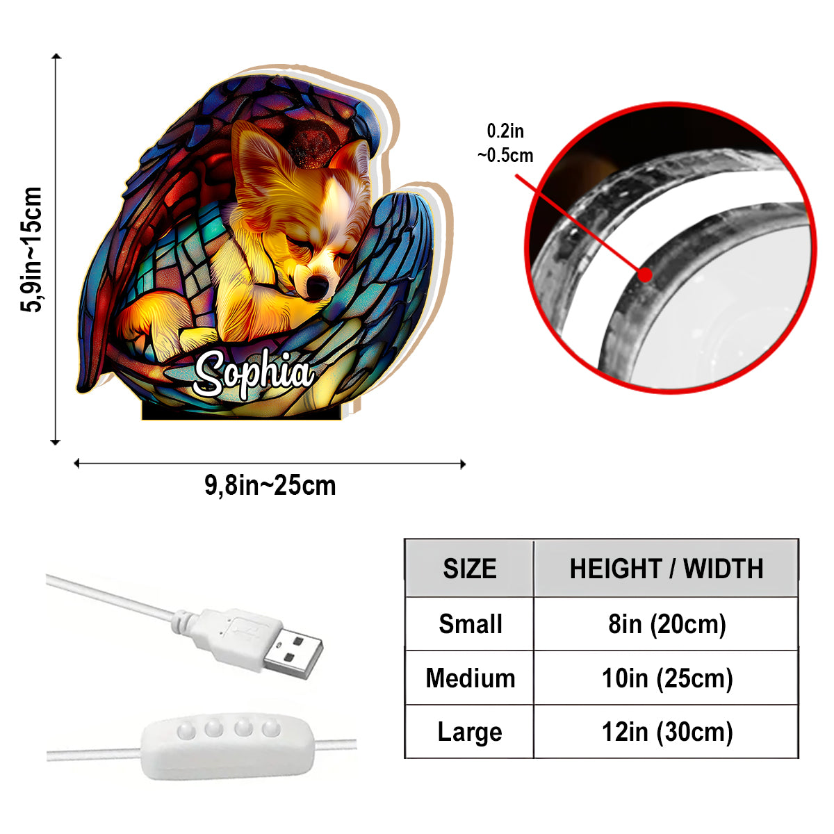 Schlafender Chihuahua – Personalisierte Hunde-LED-Nachtleuchte aus Acryl