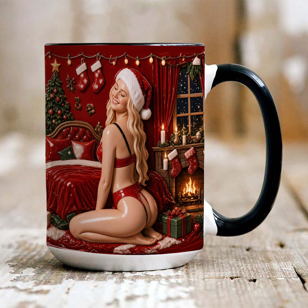 All I Want For Christmas Is You - Personalized Spicy Couple Bottom Printed Accent Mug