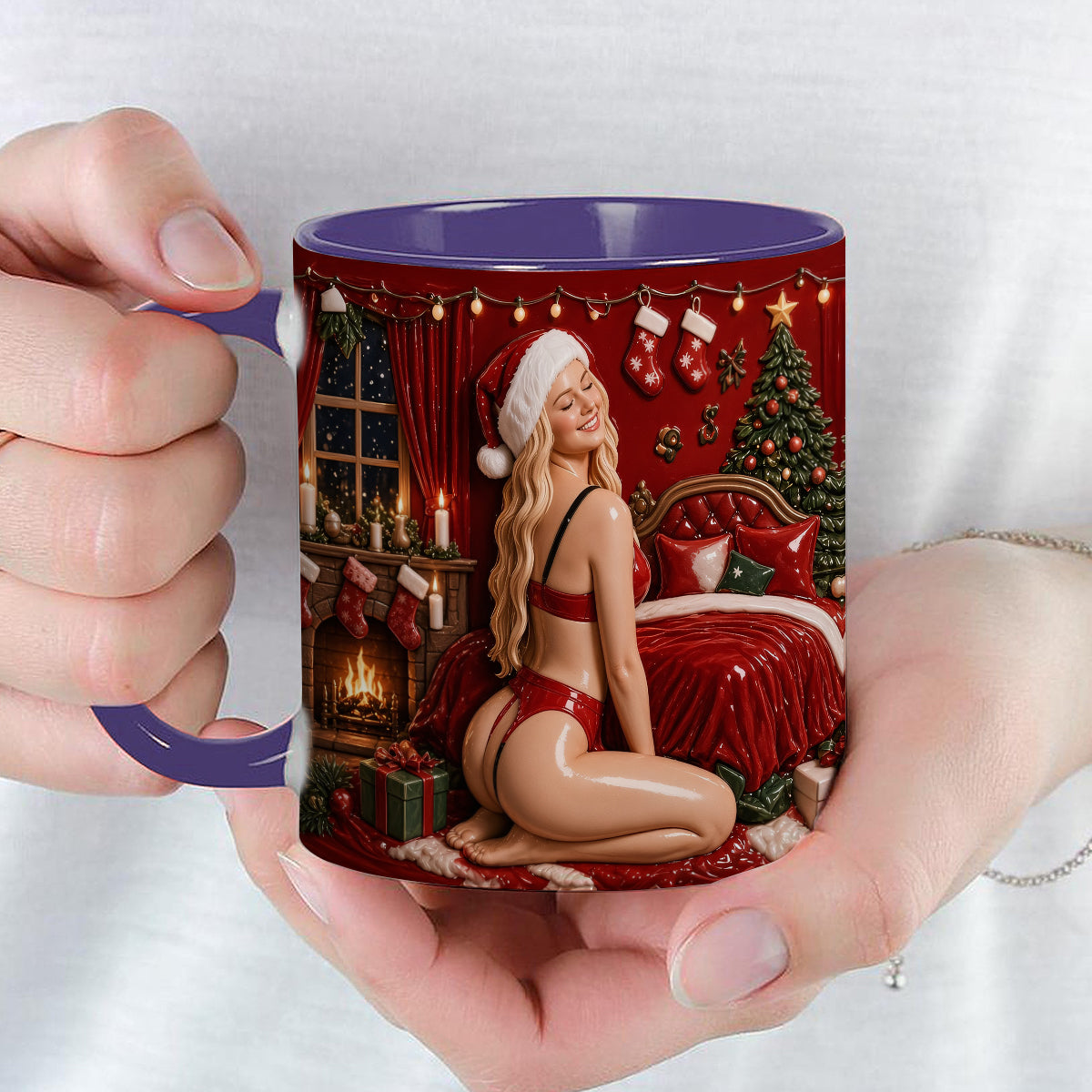 All I Want For Christmas Is You - Personalized Spicy Couple Bottom Printed Accent Mug