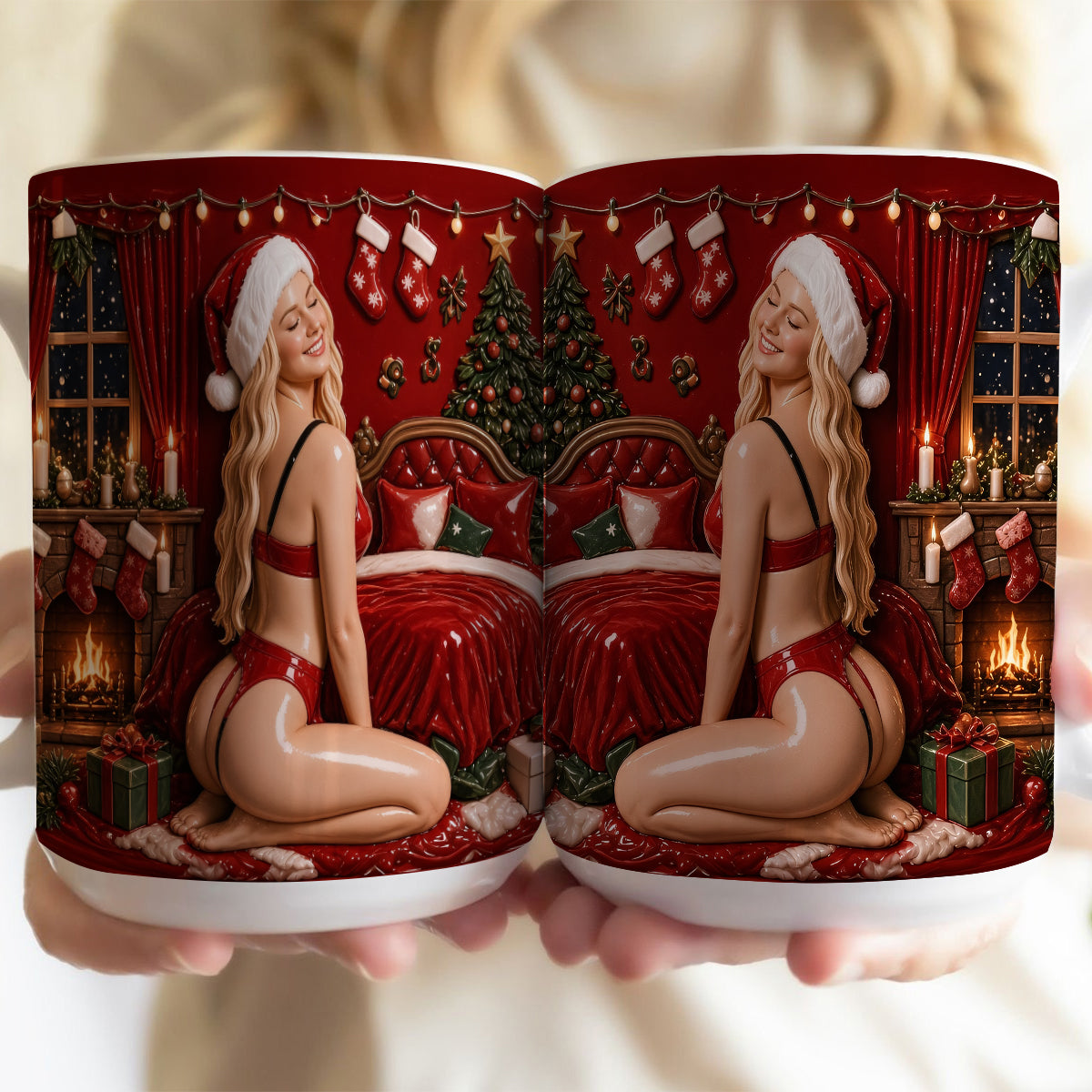 All I Want For Christmas Is You - Personalized Spicy Couple Bottom Printed Accent Mug