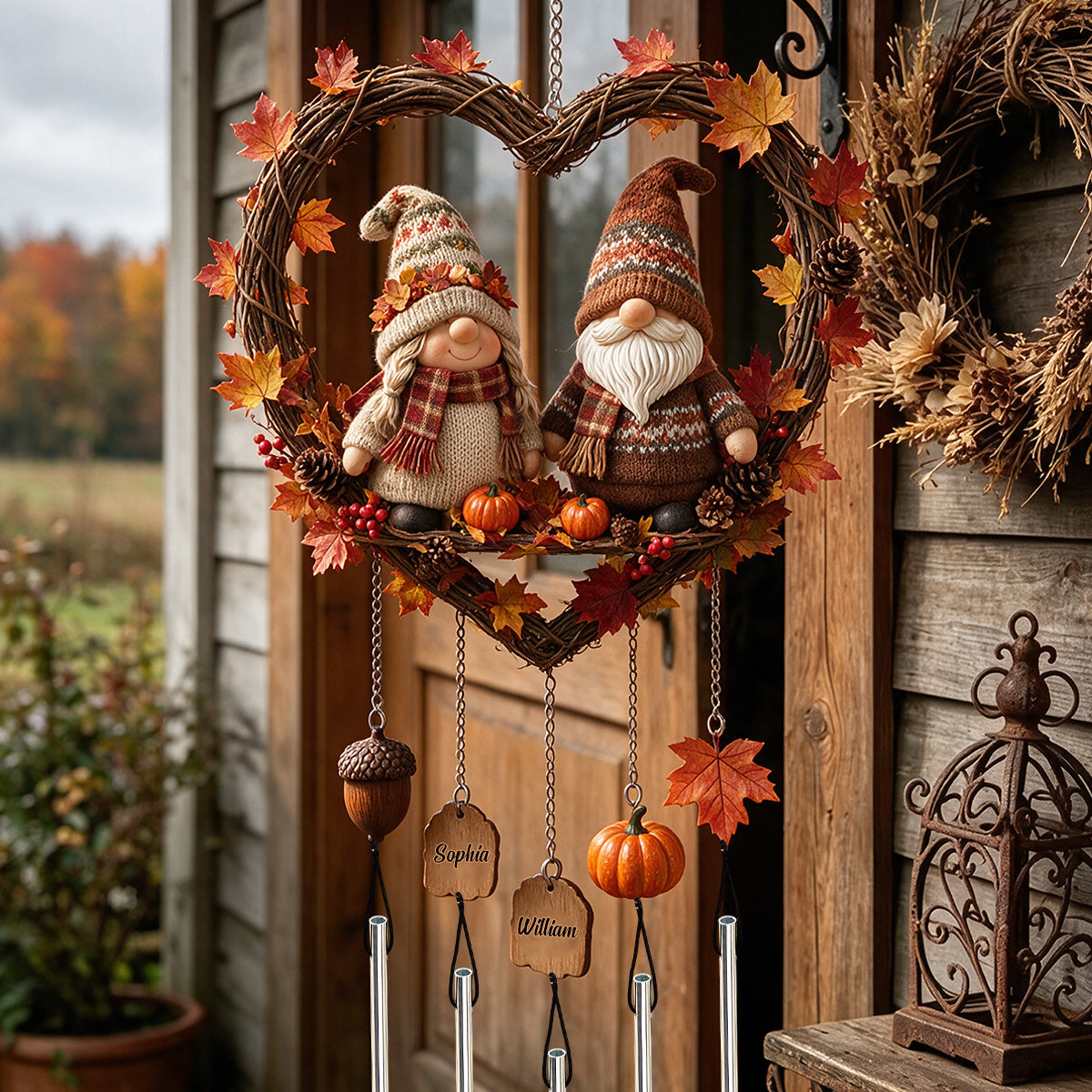 Autumn Season - Personalized Couple Wind Chime With Charm
