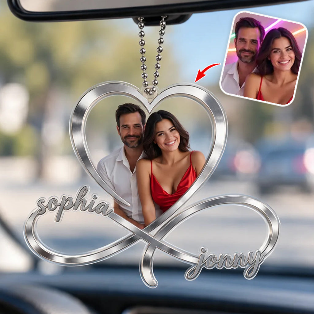Love You Infinite, Custom From Any Photo - Personalized Couple Transparent Car Ornament