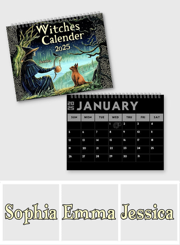 Witches Calendar 2025 - Personalized Witch Wall Calendar & Desk Calendar