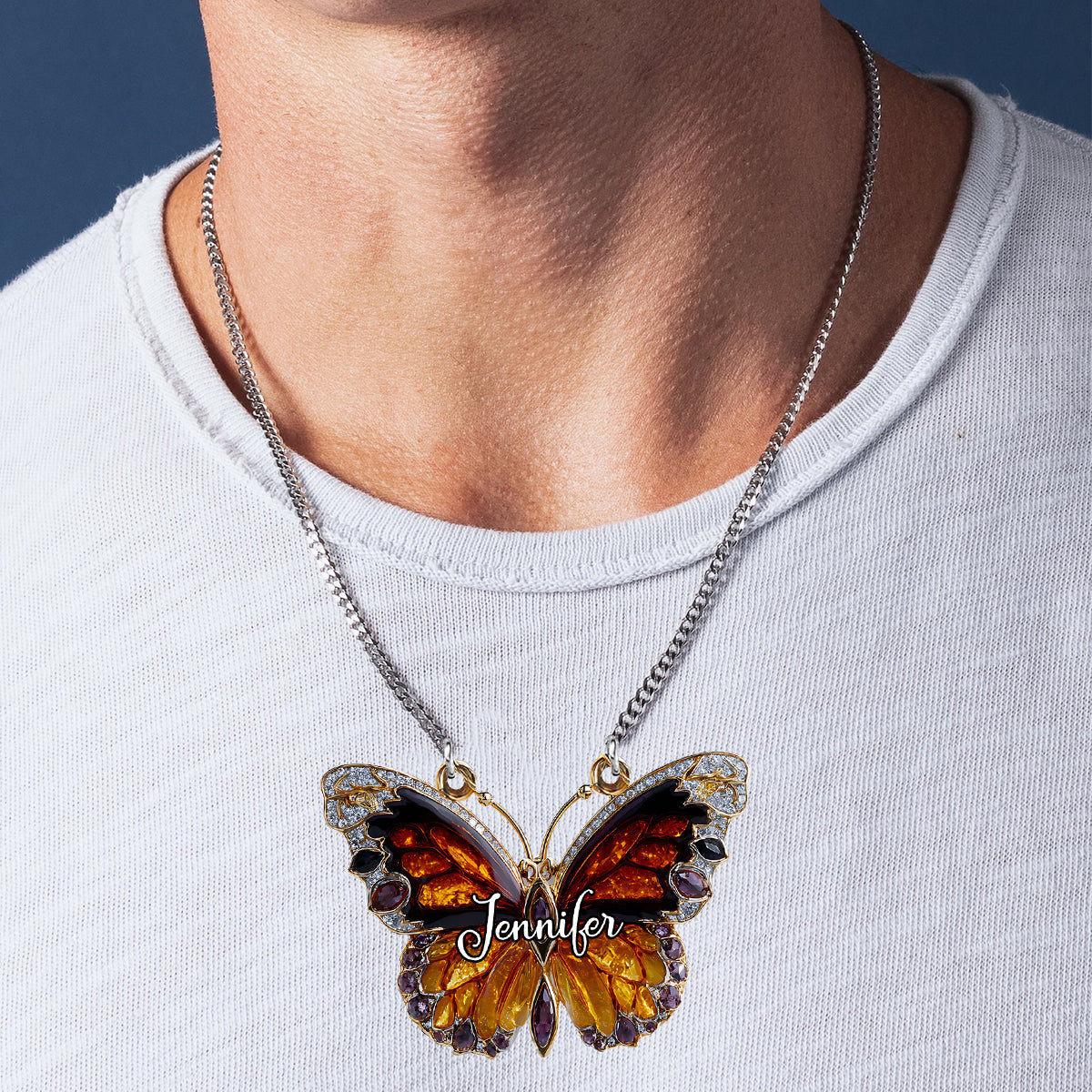 Love Butterfly - Personalized Butterfly Custom Shaped Pendant Necklace
