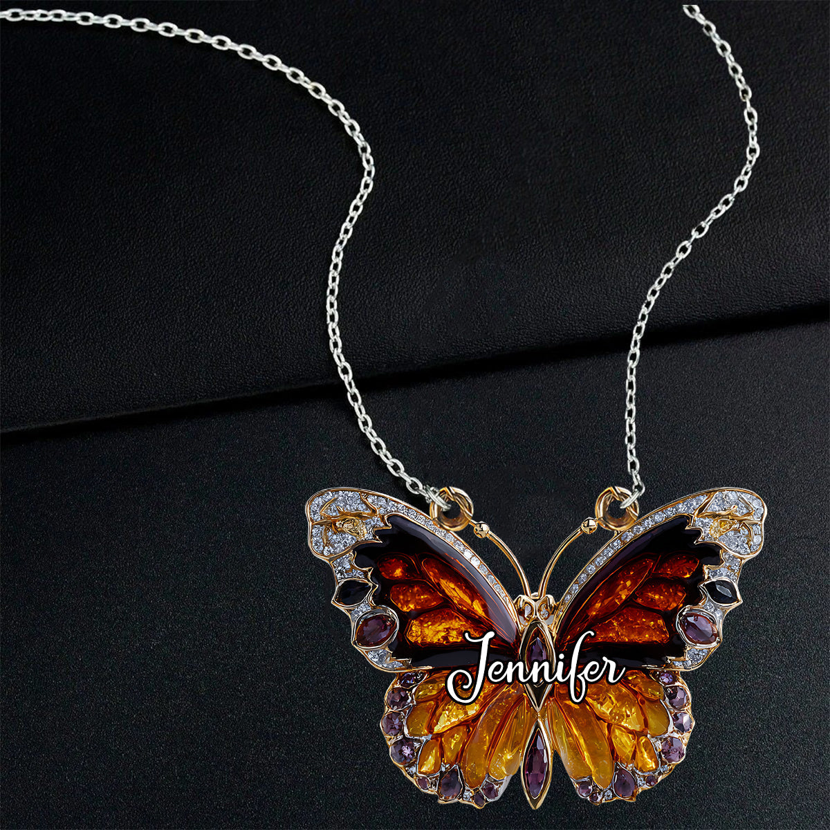 Love Butterfly - Personalized Butterfly Custom Shaped Pendant Necklace