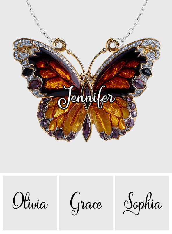 Love Butterfly - Personalized Butterfly Custom Shaped Pendant Necklace