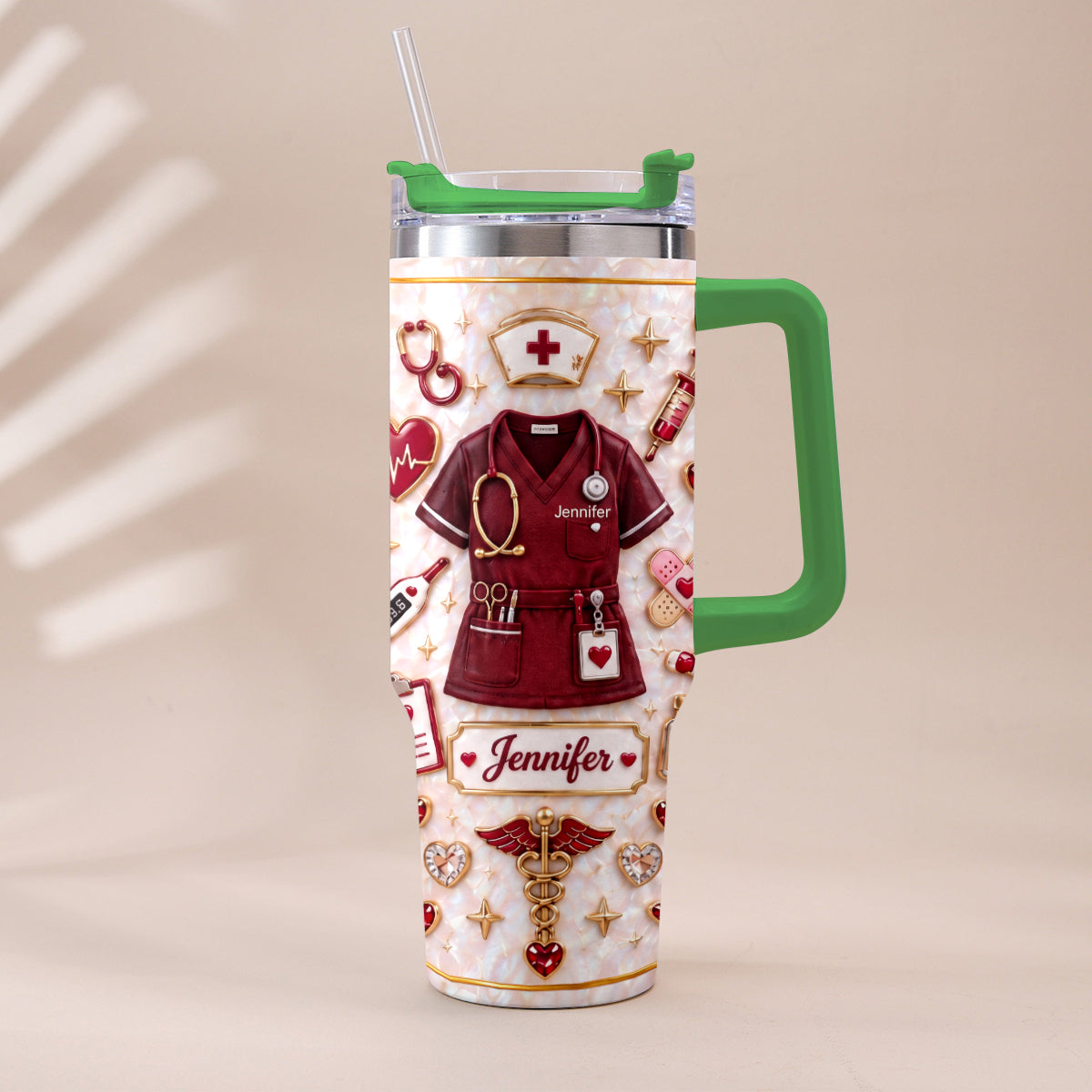 Nurse Funny Relax Gift - Personalized Nurse Tumbler With Handle & Posable Doll