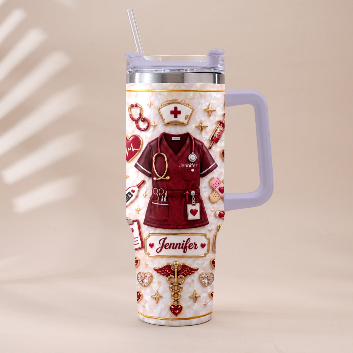 Nurse Funny Relax Gift - Personalized Nurse Tumbler With Handle & Posable Doll