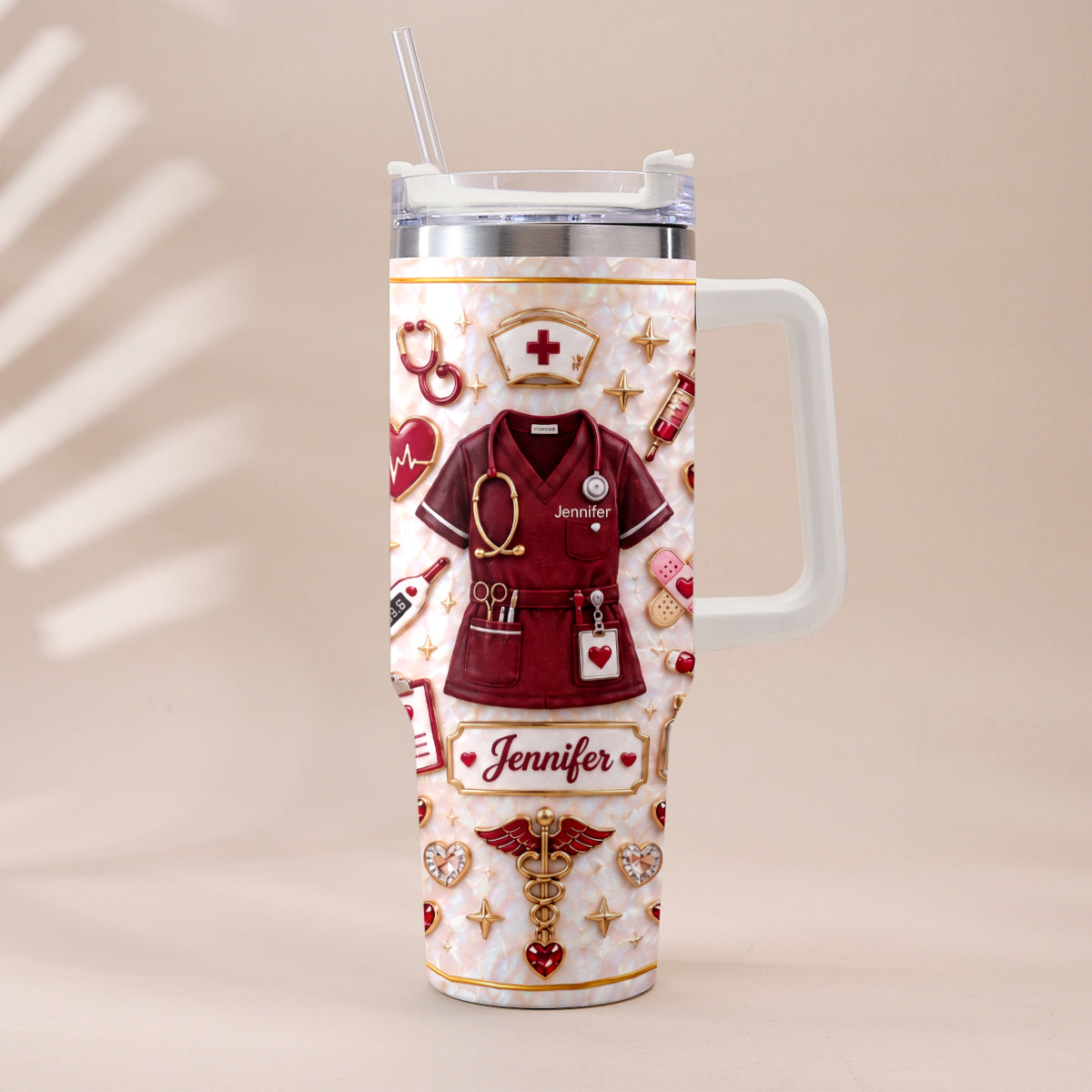 Nurse Funny Relax Gift - Personalized Nurse Tumbler With Handle & Posable Doll