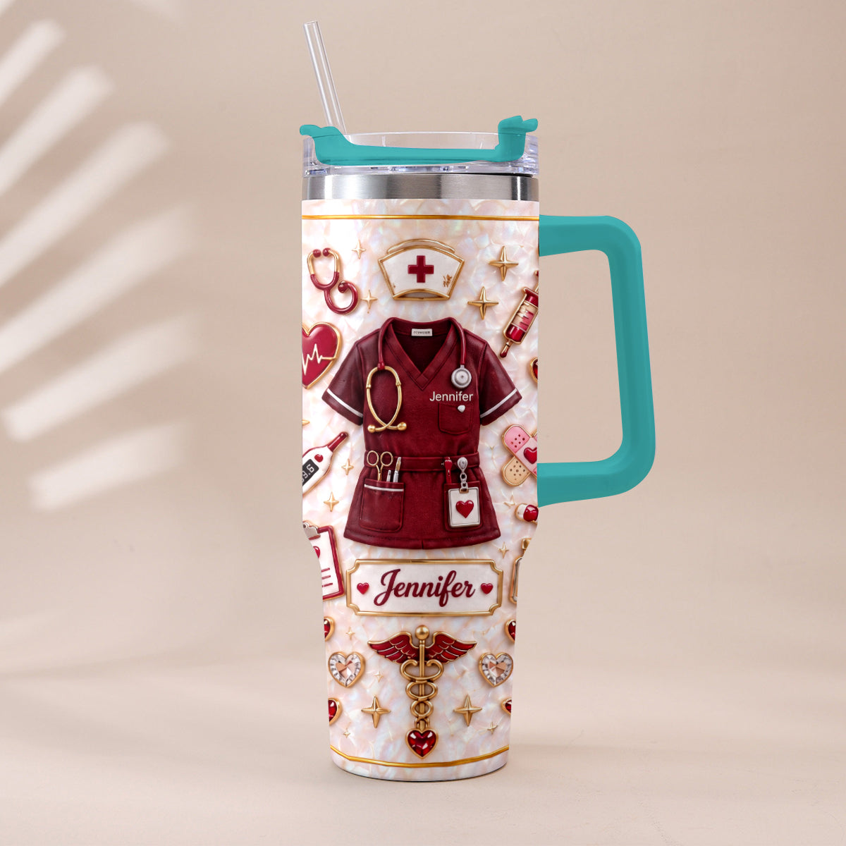 Nurse Funny Relax Gift - Personalized Nurse Tumbler With Handle & Posable Doll
