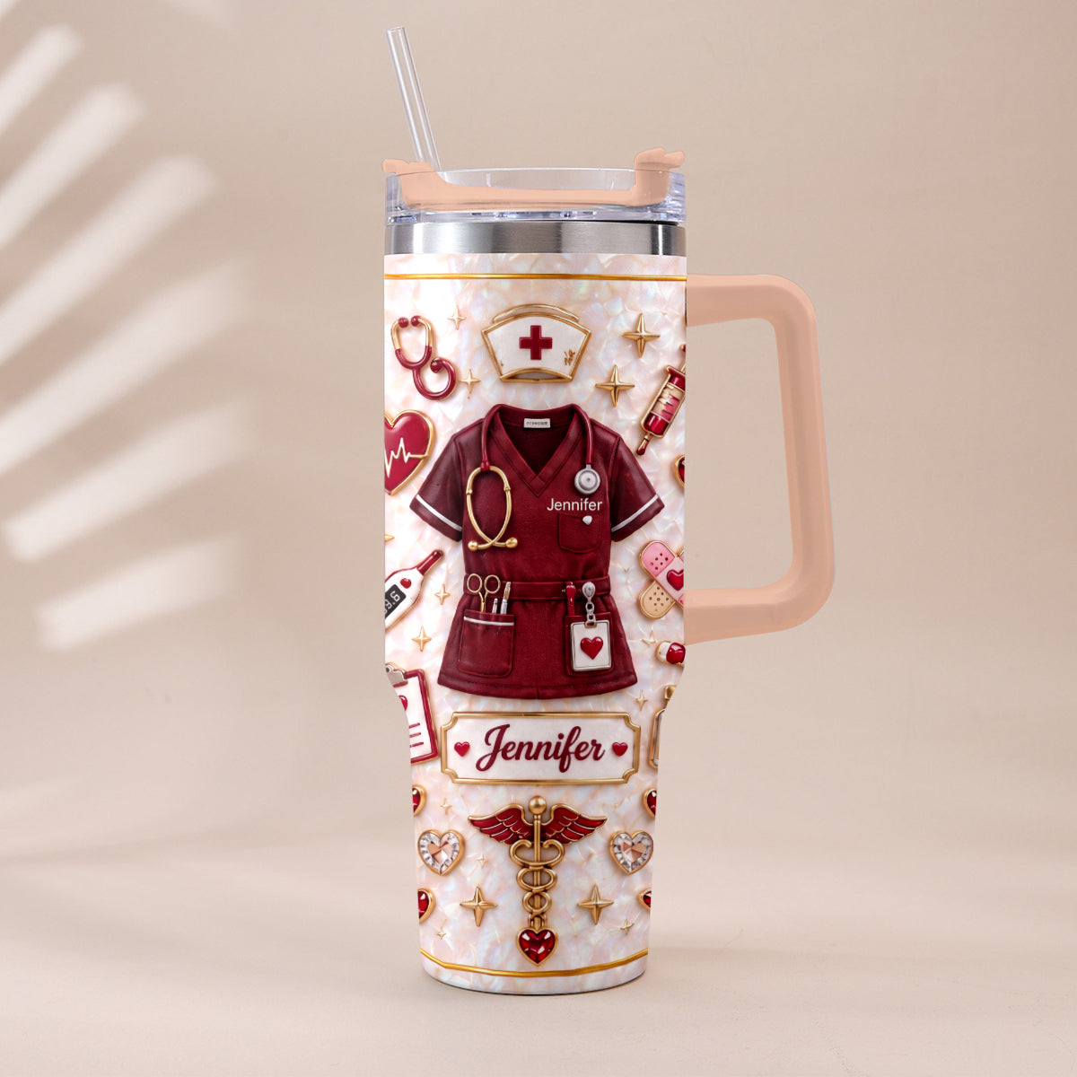 Nurse Funny Relax Gift - Personalized Nurse Tumbler With Handle & Posable Doll