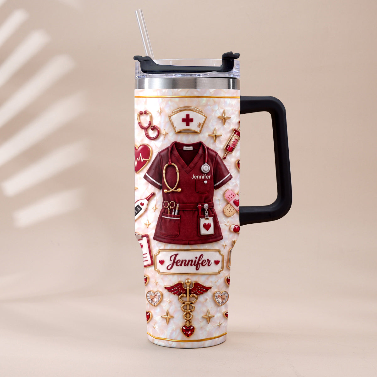 Nurse Funny Relax Gift - Personalized Nurse Tumbler With Handle & Posable Doll