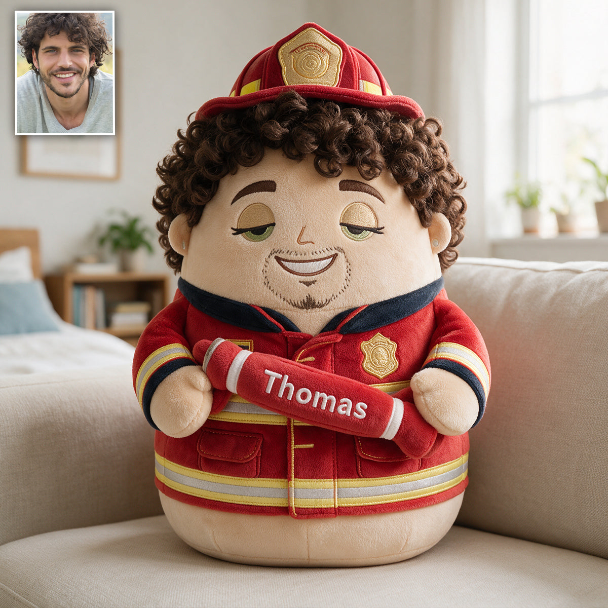 Custom From Any Photo, Any Job - Personalized Firefighter Premium Faux Fur Pillow