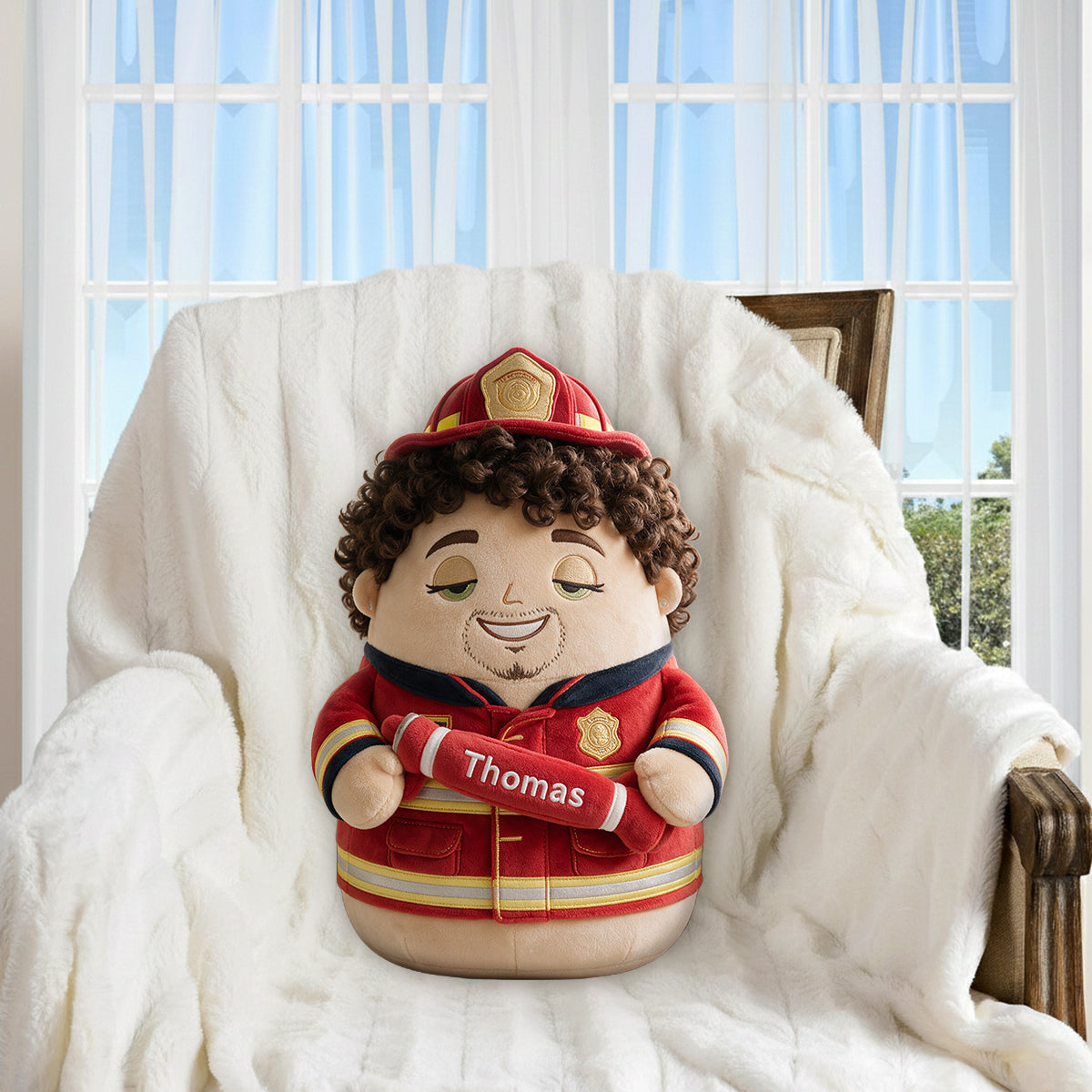 Custom From Any Photo, Any Job - Personalized Firefighter Premium Faux Fur Pillow