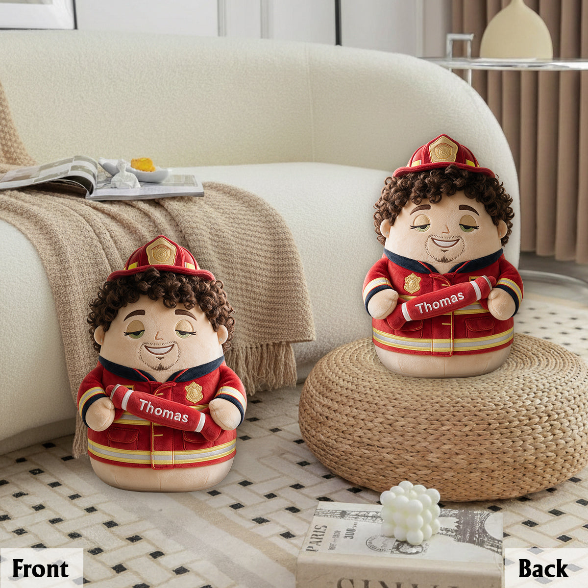 Custom From Any Photo, Any Job - Personalized Firefighter Premium Faux Fur Pillow