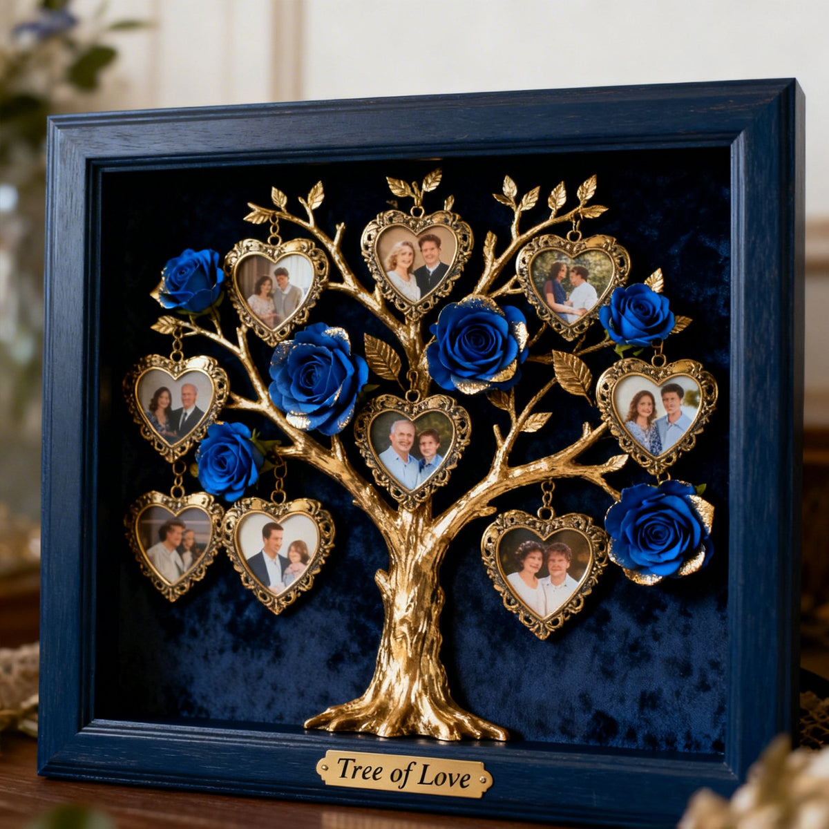 Cadre photo avec rosier pour couple/famille/cadeau pour la fête des mères... - Plaque acrylique personnalisée pour couple.