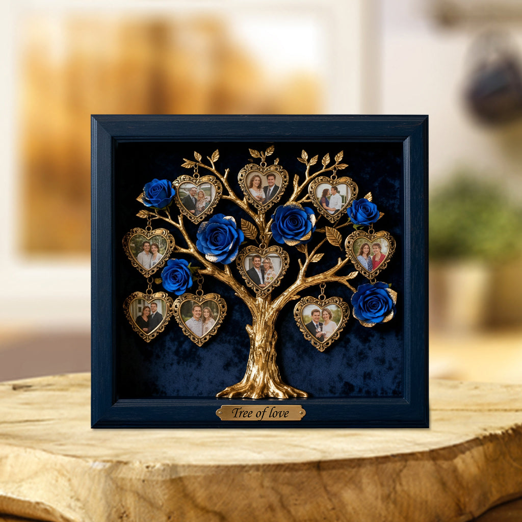 Cadre photo avec rosier pour couple/famille/cadeau pour la fête des mères... - Plaque acrylique personnalisée pour couple.