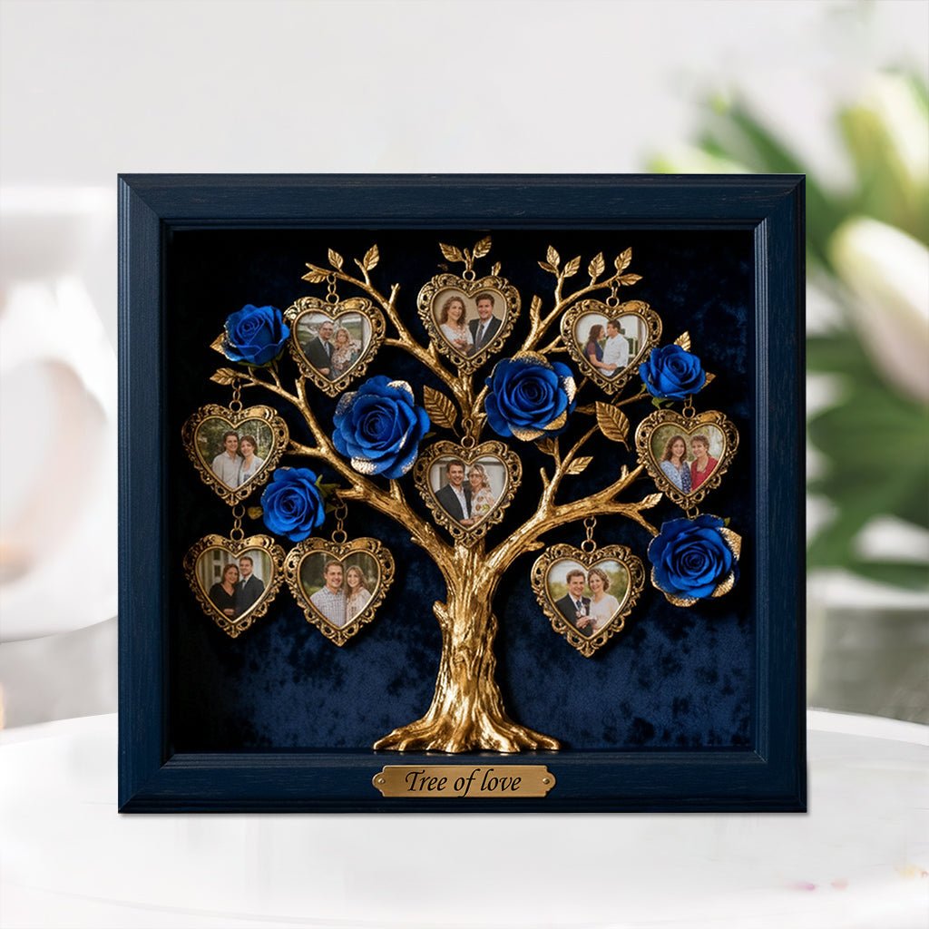 Cadre photo avec rosier pour couple/famille/cadeau pour la fête des mères... - Plaque acrylique personnalisée pour couple.