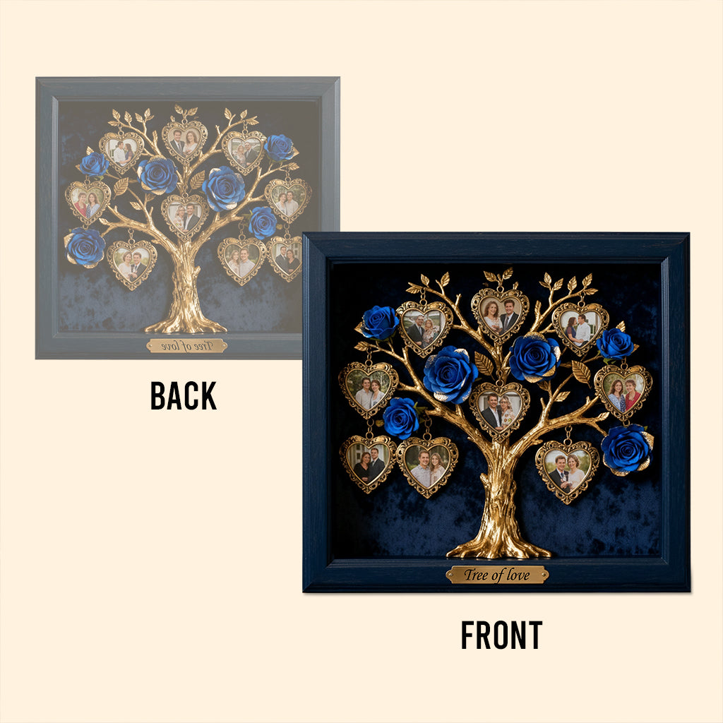 Cadre photo avec rosier pour couple/famille/cadeau pour la fête des mères... - Plaque acrylique personnalisée pour couple.