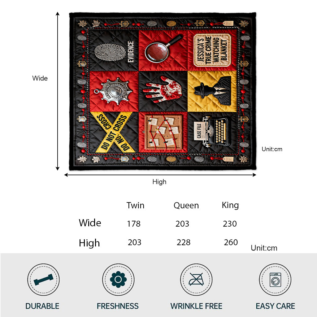 The True Crime Watching Blanket - Personalized True Crime Quilt