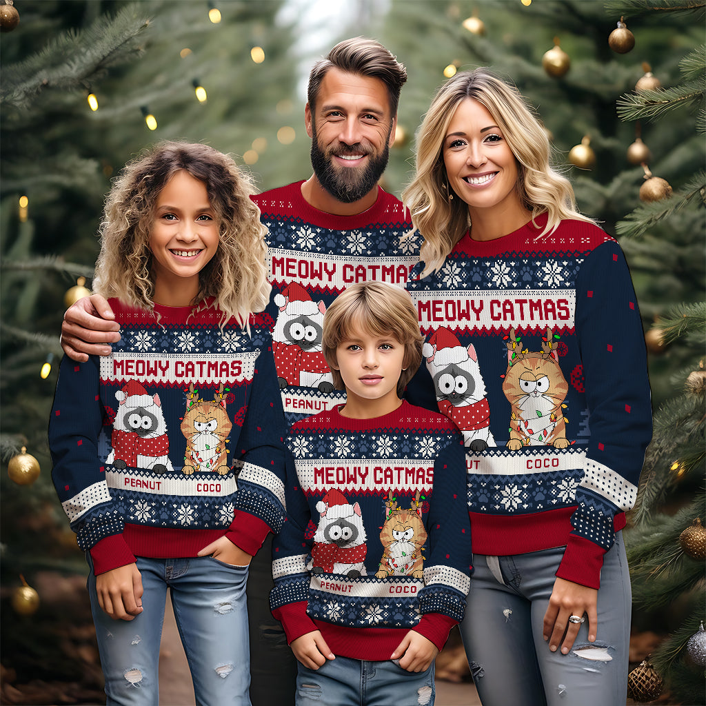 Meowy Catmas - Personalized Cat Ugly Sweater