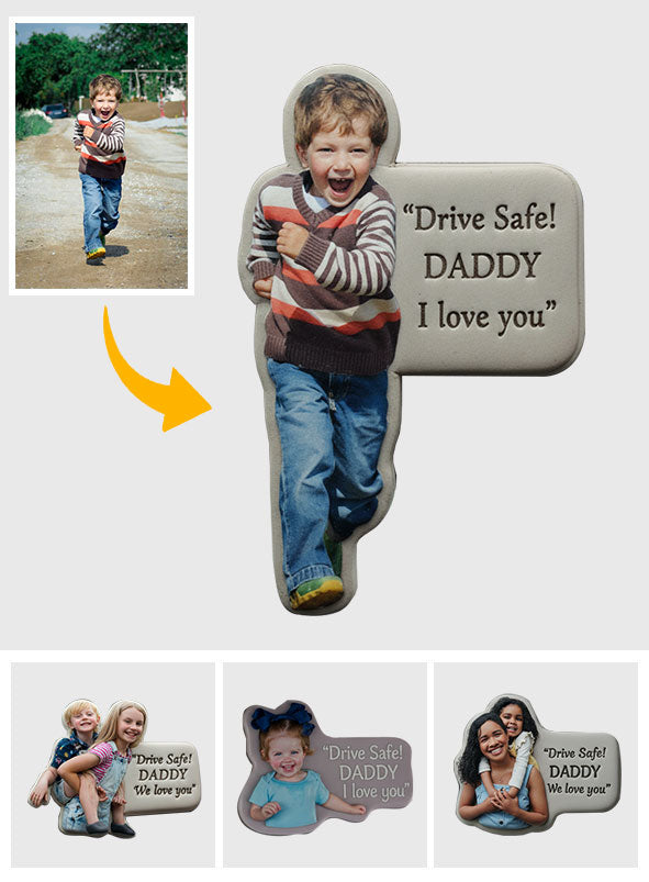 Drive Safe, Love You - Personalized Father Shaped Car Visor Clip