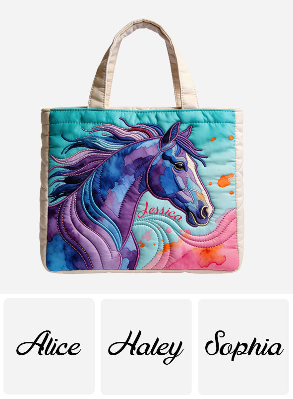 Colorful Horse - Personalized Horse Quilted Tote Bag