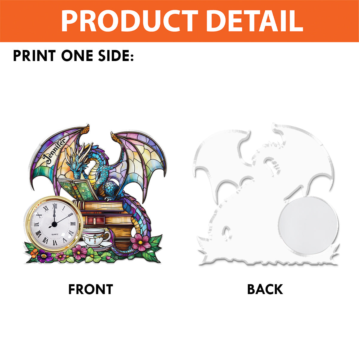 Mystical Dragon Book - Personalized Dragon Acrylic Clock Plaque