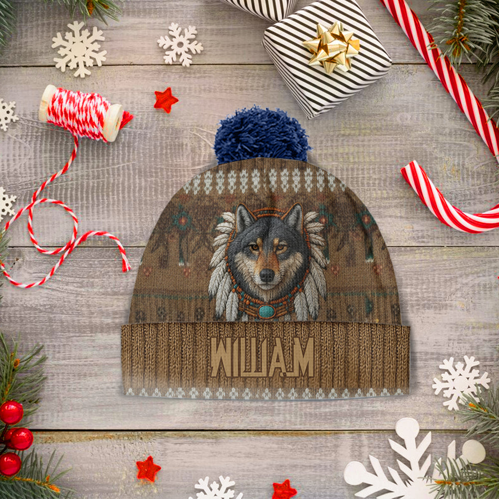 Loup amérindien - Bonnet amérindien personnalisé