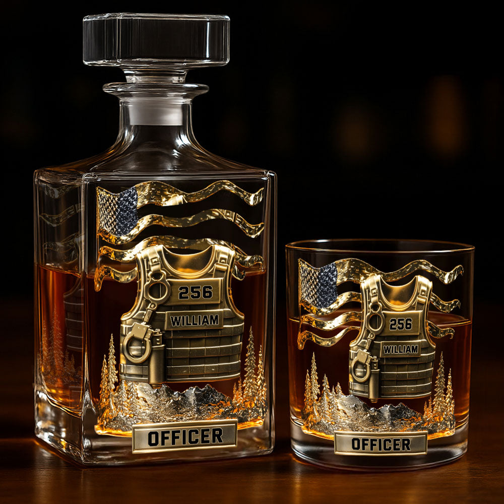 Serve And Protect - Personalized Police Officer Whiskey Glass