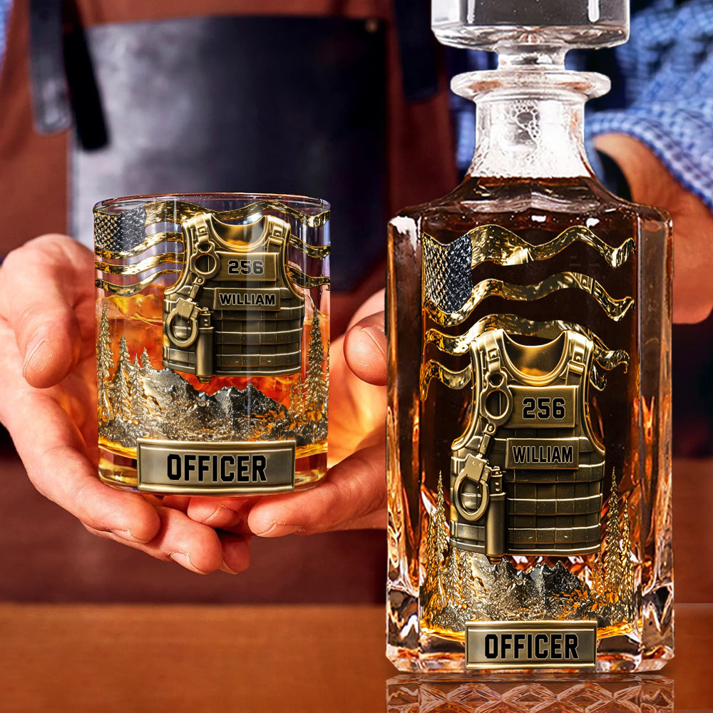 Serve And Protect - Personalized Police Officer Whiskey Glass