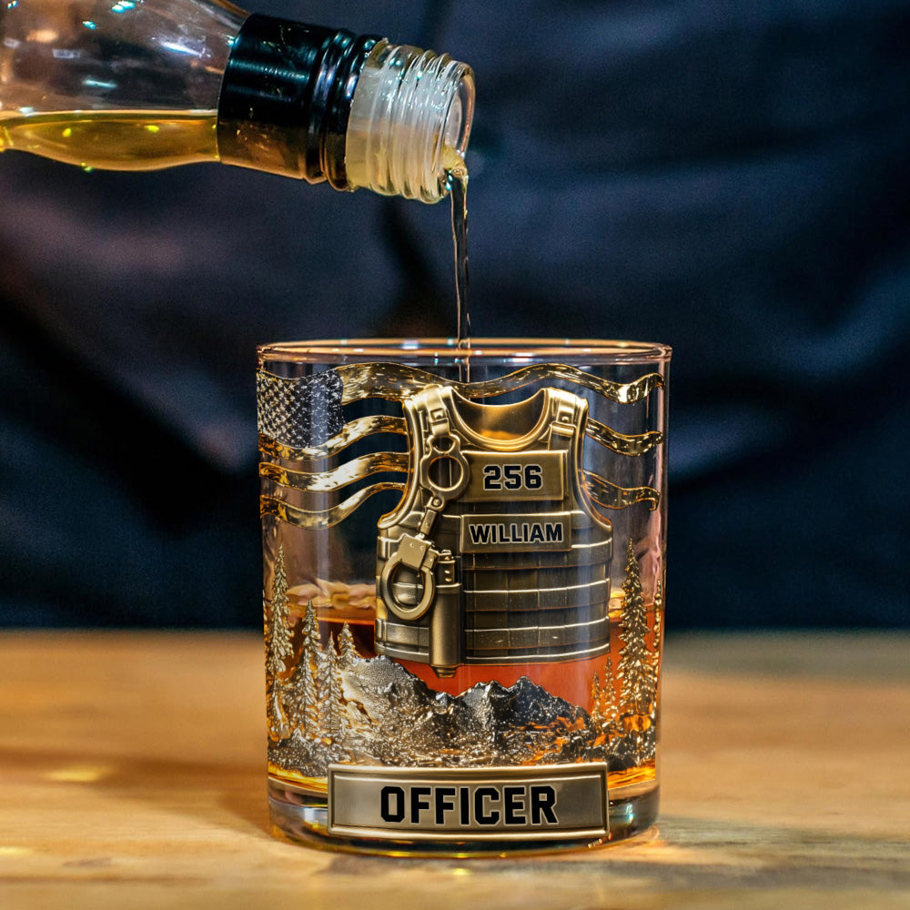 Serve And Protect - Personalized Police Officer Whiskey Glass