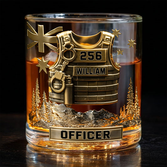 Servir et protéger - Coffret carafe à whisky personnalisée pour policier