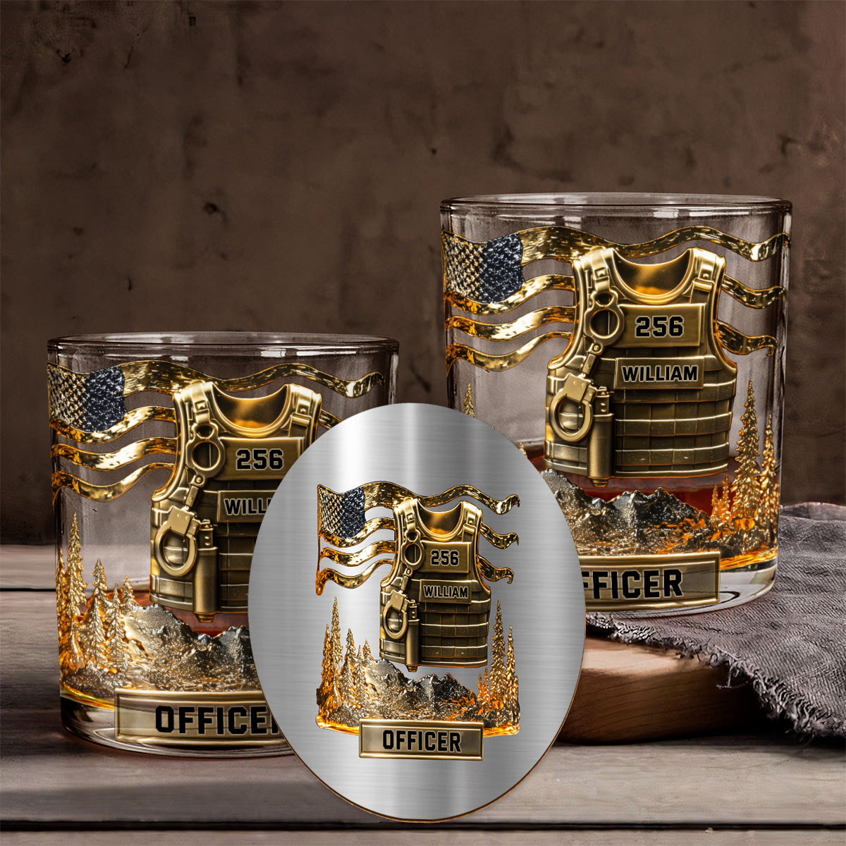 Serve And Protect - Personalized Police Officer Whiskey Glass