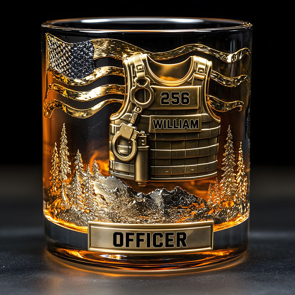 Serve And Protect - Personalized Police Officer Whiskey Glass