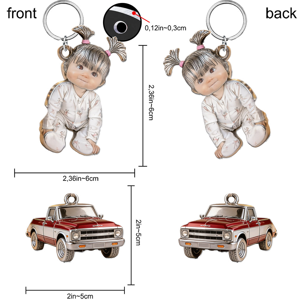 Conduisez prudemment Papa - Porte-clés personnalisé premium avec charms