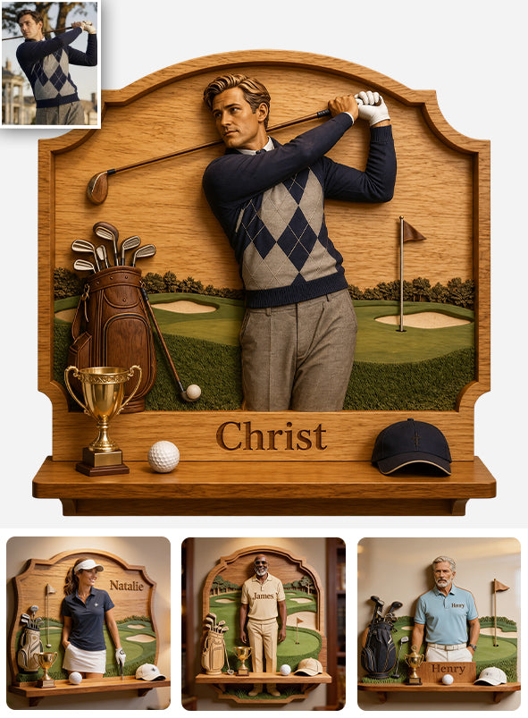 The Champion - Personalized Golf Wooden Floating Shelf